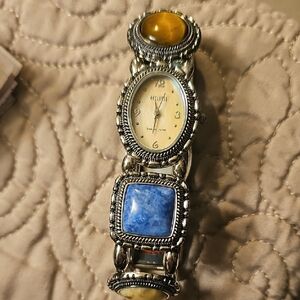 Beautiful Ecclisse Silver Watch with Multi Gemstone Accents